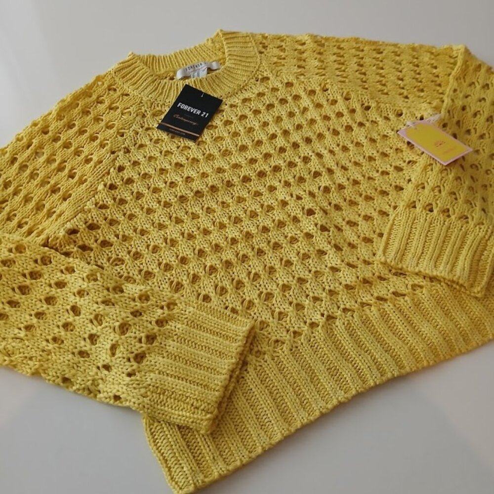 Forever 21 open knit raglan sleeve cotton blend sweater - NEW - XS